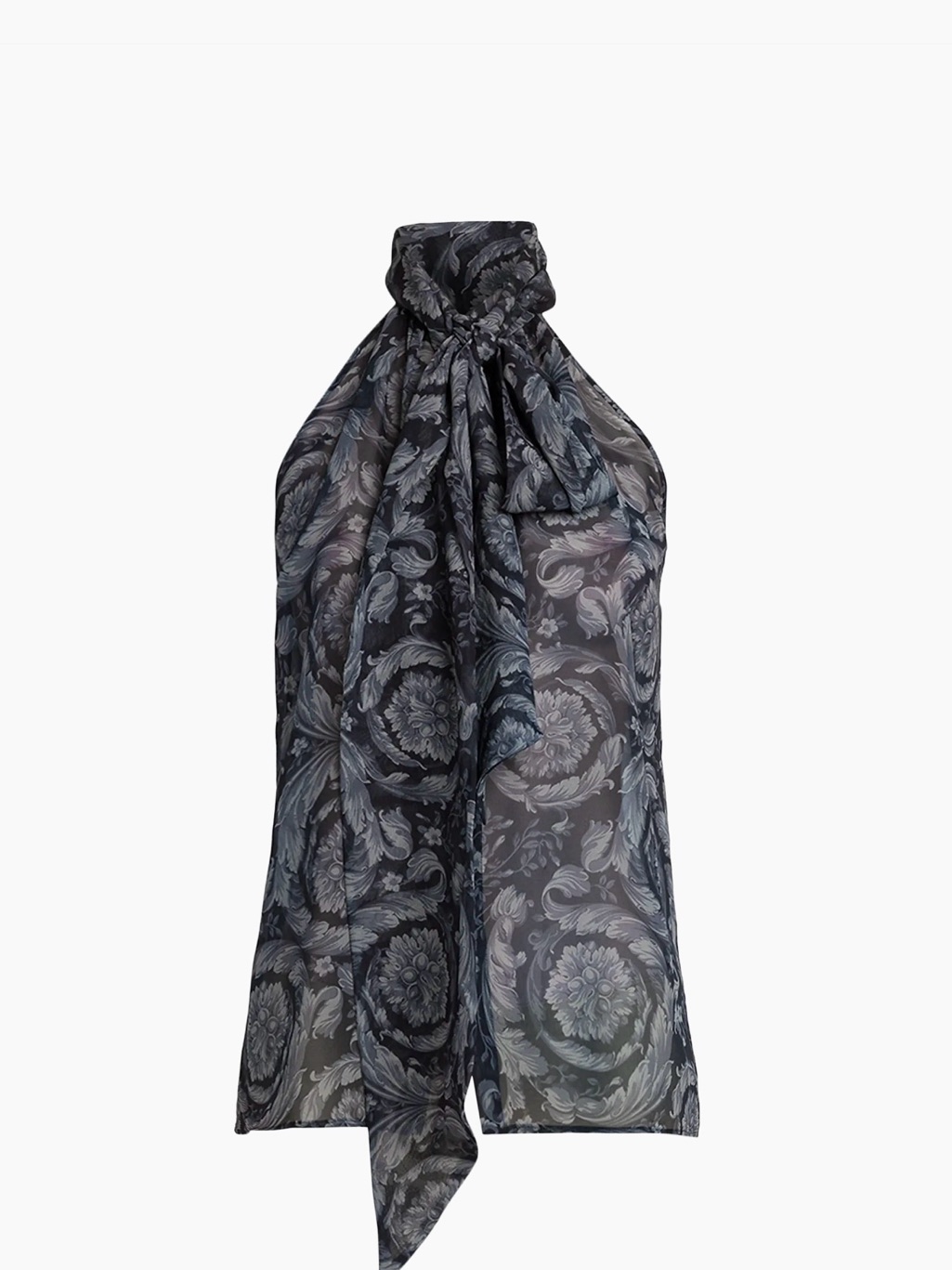Versace Barocco Print Georgette Tie-Front Top